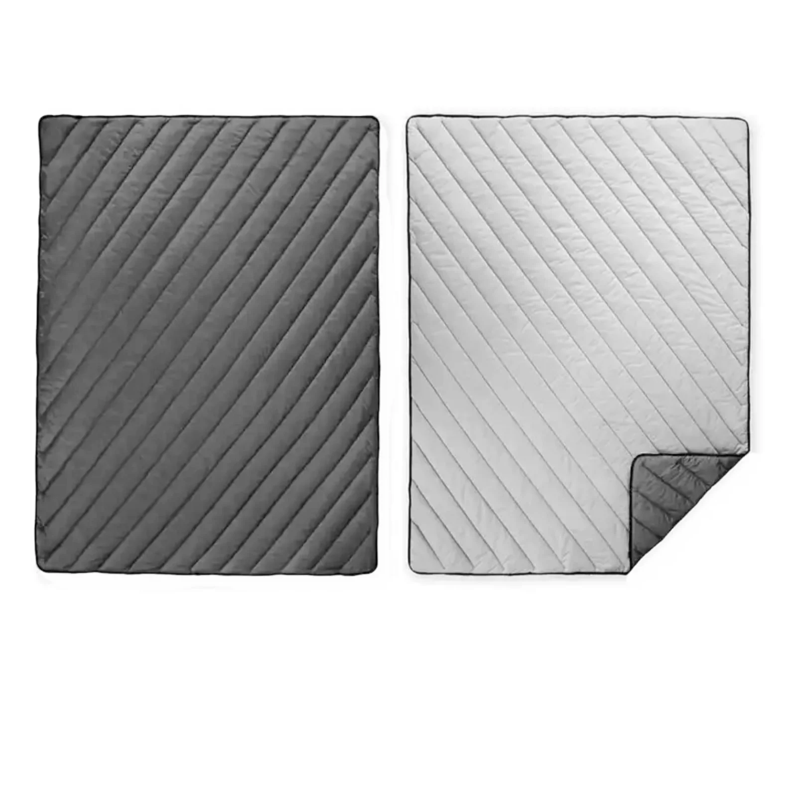 ZESTAW: 2x KOC PLED KEMPINGOWY SZARY 200 x 140 - obrazek 2